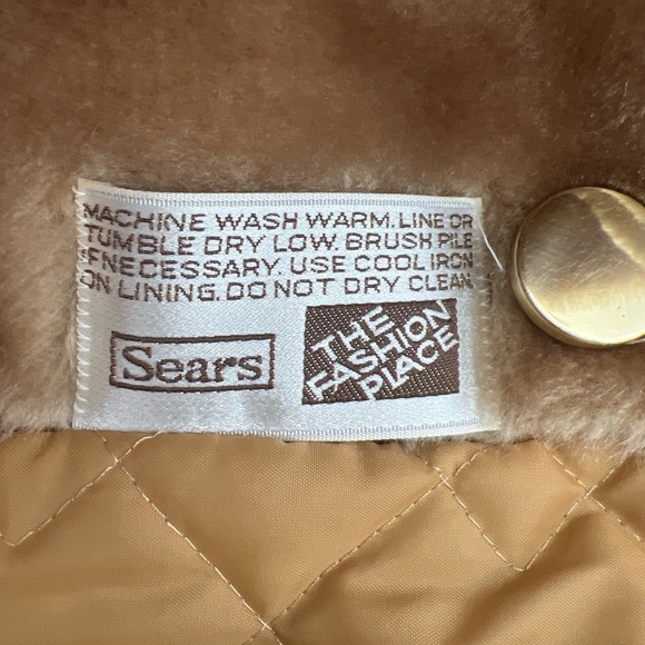 VTG 60's 70's Sears Fashion Place Faux Fur Coat Mid Century Sz M Camel Brown - Picture 8 of 8